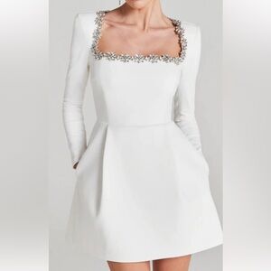 Nadine Merabi”Kimberley”Structured Crepe Dress,jewelled Square Neckline,new,sz12